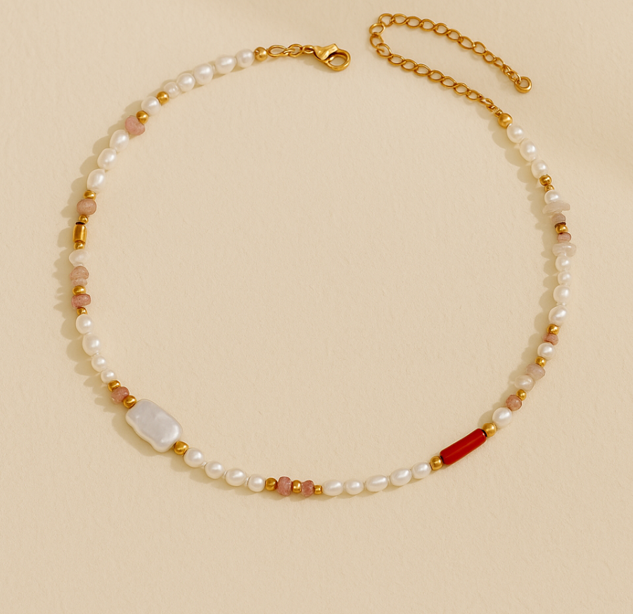 Blush Pearl & Quartz Necklace