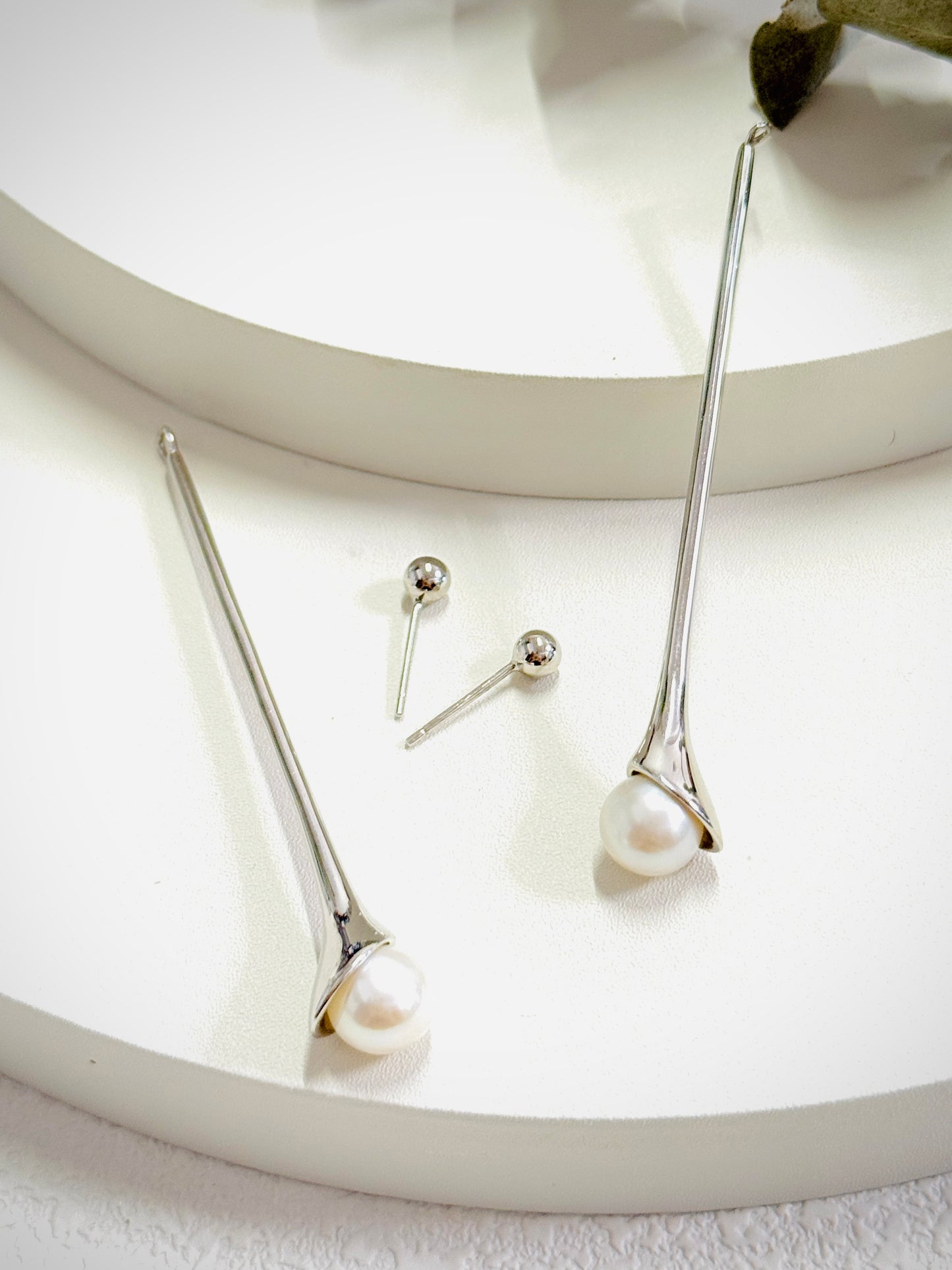 Linear Pearl Drop Earrings
