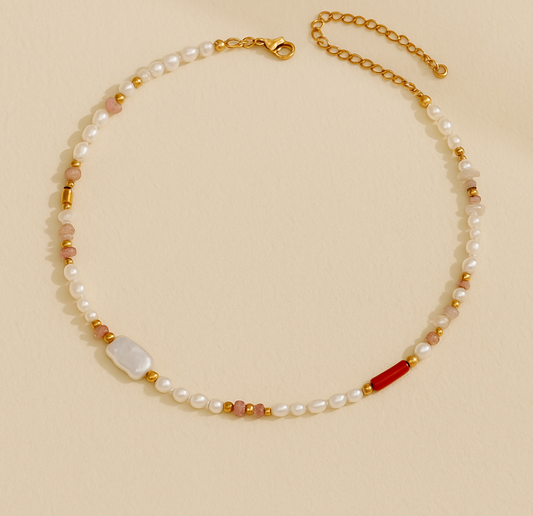 Blush Pearl & Quartz Necklace