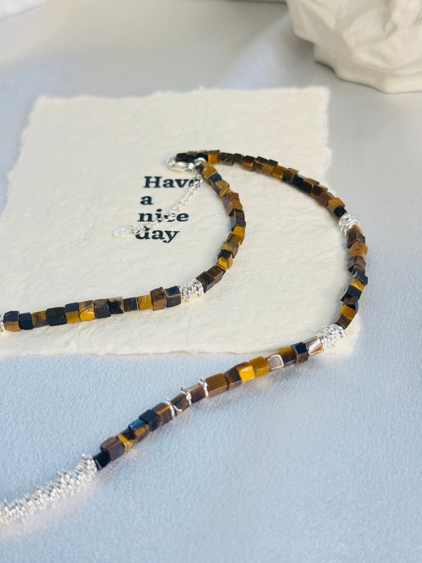 Tiger Eye Stone Cube Necklace
