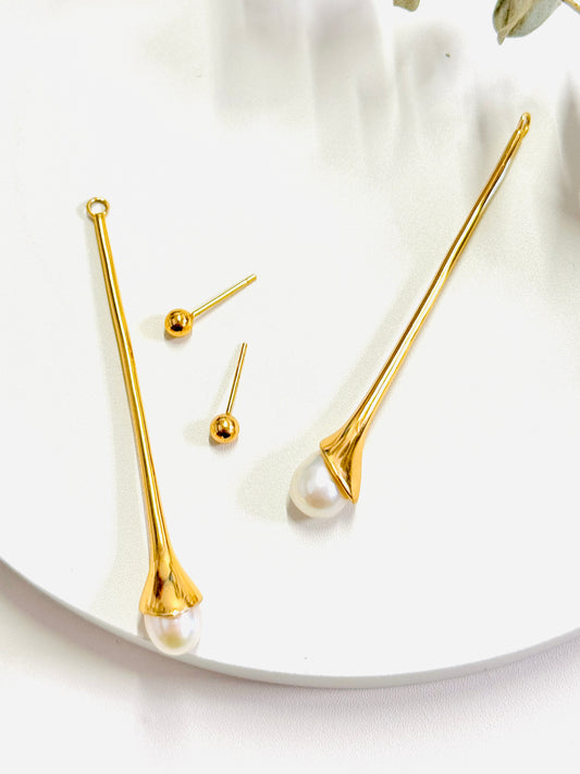 Linear Pearl Drop Earrings